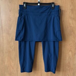 Navy Blue Skirted Capri Leggings